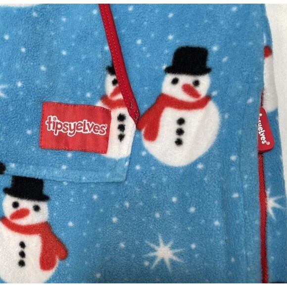 Tipsy Elves Small Adult Fleece Jumpsuit Hood Zip Holiday Snowman Christmas NWT - Picture 8 of 10
